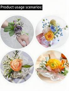 10个蕾丝珍珠腕花，白色蕾丝，弹性腕环，装饰佳品，适合作为新娘、舞会或海滩派对礼物，新娘、伴娘、舞会、海滩派对配饰 - 手腕花 - 查看 3