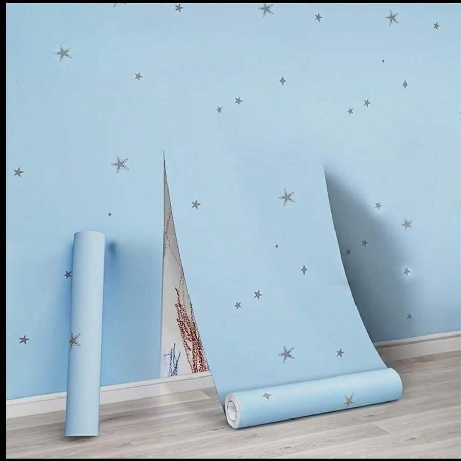 1卷卧室星空壁纸，纹理自粘防水防潮墙贴，可水洗室内装饰，易于安装，直接拼接，适用于衣柜、抽屉、桌面和橱柜翻新，客厅背景墙装饰，墙贴，家居装饰