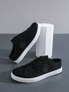 Men's Fashionable Casual Sports Skate Shoes, Canvas Shoes, Slippers, All Season - Black - View 2