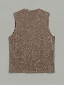 Simple Studio | Men's Vintage Rugged Style Washed Short Sleeve Tank Top | Suitable For Summer Wear | Comfortable & Breathable | Leading Fashion - Brown - View 4