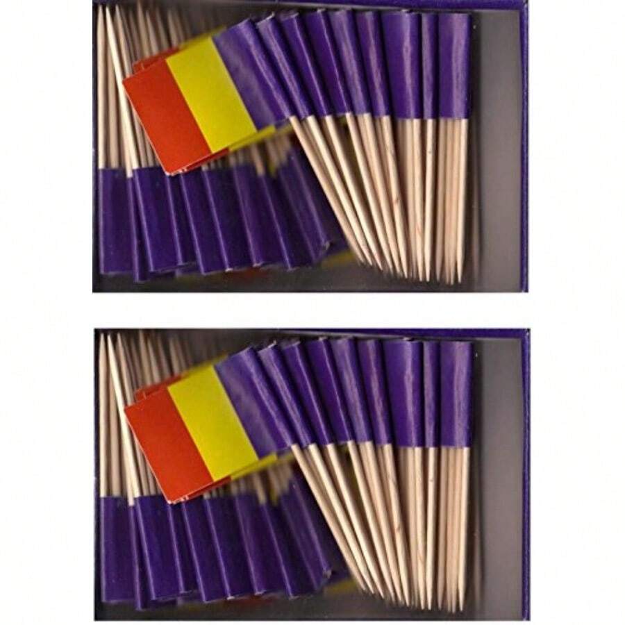 Romania Tootpick Flags. 200 Small Mini Cupcake Cocktail Sticks And Picks Romania Tootpick Flags - As Pic - View 1
