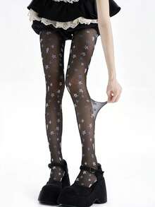 1/2 đôi - Vớ voan mỏng họa tiết ngôi sao trắng và xanh lãng mạn, kiểu dáng nữ tính ngọt ngào Dopamine, quần tất trắng gợi cảm dành cho nữ, mùa xuân/hè. - Nhiều màu - Xem 9