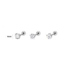 9pcs/3pcs Y2K Cute Style Multi-Size Zirconia Stud Earrings Set, Round Diamond Star Heart Screw Earrings, Versatile Ear/Nose Studs - White - View 9