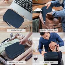 Travel Organizer Pouch Electronic Accessories Carry Portable Waterproof Double Layers All-In-One Storage Bag Cord, Phone, Earphone - 藍色 - 查看 3
