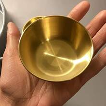 1件/5件/10件裝 豪華鍍金不鏽鋼調料碗附禮盒，圓形蘸醬盤，適用於壽司、芥末、燒烤、番茄醬、泡菜，適合聖誕節、感恩節、情人節 - 金色 - 查看 4