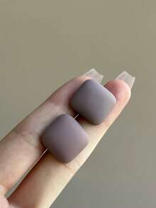 3对简约优雅哑光几何方形耳环套装，适合女性日常、度假、派对、通勤等各种场合佩戴。 - 彩色 - 查看 2