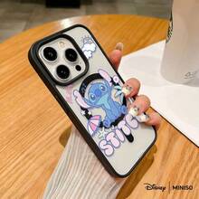 Miniso 名创优品迪士尼史迪奇沙滩假日透明磁吸手机壳，夏季卡通手机壳，适用于iPhone 17/17 Pro/17 Pro Max/17 Air/16/15/14/13/12/11/X系列，iPhone 17 Pro Max手机壳，iPhone 17 Pro手机壳，iPhone 17手机壳，圣诞礼物，送给女朋友 - 藍色 - 查看 5