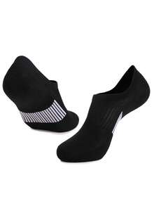 1/5 paires de chaussettes invisibles pour femmes, chaussettes de sport, chaussettes basses, chaussettes respirantes matelassées à rayures blanches et noires pour le sport, la course, le fitness - Multicolore - Voir 3