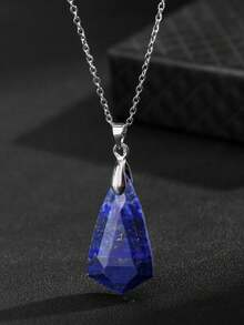 1件天然水晶吊坠，多面切割紫水晶项链，波西米亚风格首饰，时尚独特吊坠项链，节日和派对送给朋友的理想礼物 - 菱形吊飾項鍊 - 查看 3
