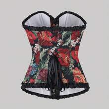 1pc Black Vintage Floral Jacquard Bandeau Top, Lace Bow Tie Waist Corset Crop Top, French Chic Party Wear, Spring/Summer Vacation - Black - View 6