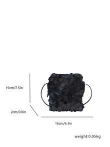 2026 New Sequin Diagonal Crossbody Mini Purse, Fashionable Shiny Chic Makeup Bag, Versatile For Summer - Black - View 5