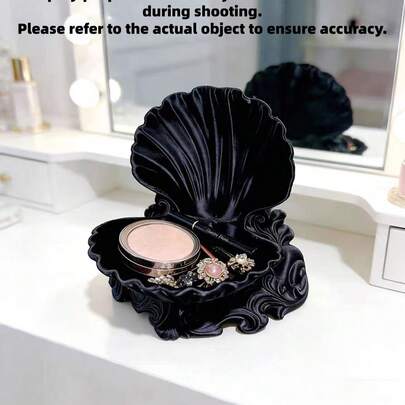 1pc White/Pink/Black/Red Pearlescent Baroque Shell Jewelry Tray, Luxurious Vanity Organizer Box For Necklaces And Earrings, Elegant Decor For Muslim Women Bedroom And Vanity