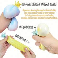 1pc Mini Random Color Pineapple Stress Ball, Mini Fruit Squishy Dough Balls Sensory Fidget Toys For Adults - Squeeze, Pull, And Stretch Stress Relief, Calm Focus - 隨機顏色 - 查看 5