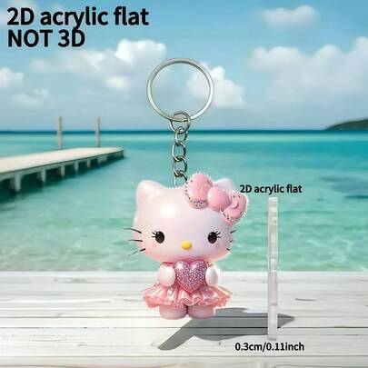 1 chiếc móc khóa acrylic phẳng màu hồng mới, quà tặng trang trí ngày lễ, móc khóa xe hơi, móc khóa ba lô và ví.