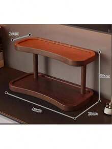 2 Tier Walnut Countertop Organizer, Elegant Storage Shelf For Cosmetics, Fragrances And Skincare, Perfect For Bathrooms, Kitchens And Desks With Separate Enclosed Storage Shelves - View 3