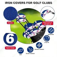 US Club Covers 11 PCS Premium Neoprene Cover Set Iron Covers Set Headcover Protective Covers Irons Black Red Blue Green Yellow Orange - Royal Blue - View 5