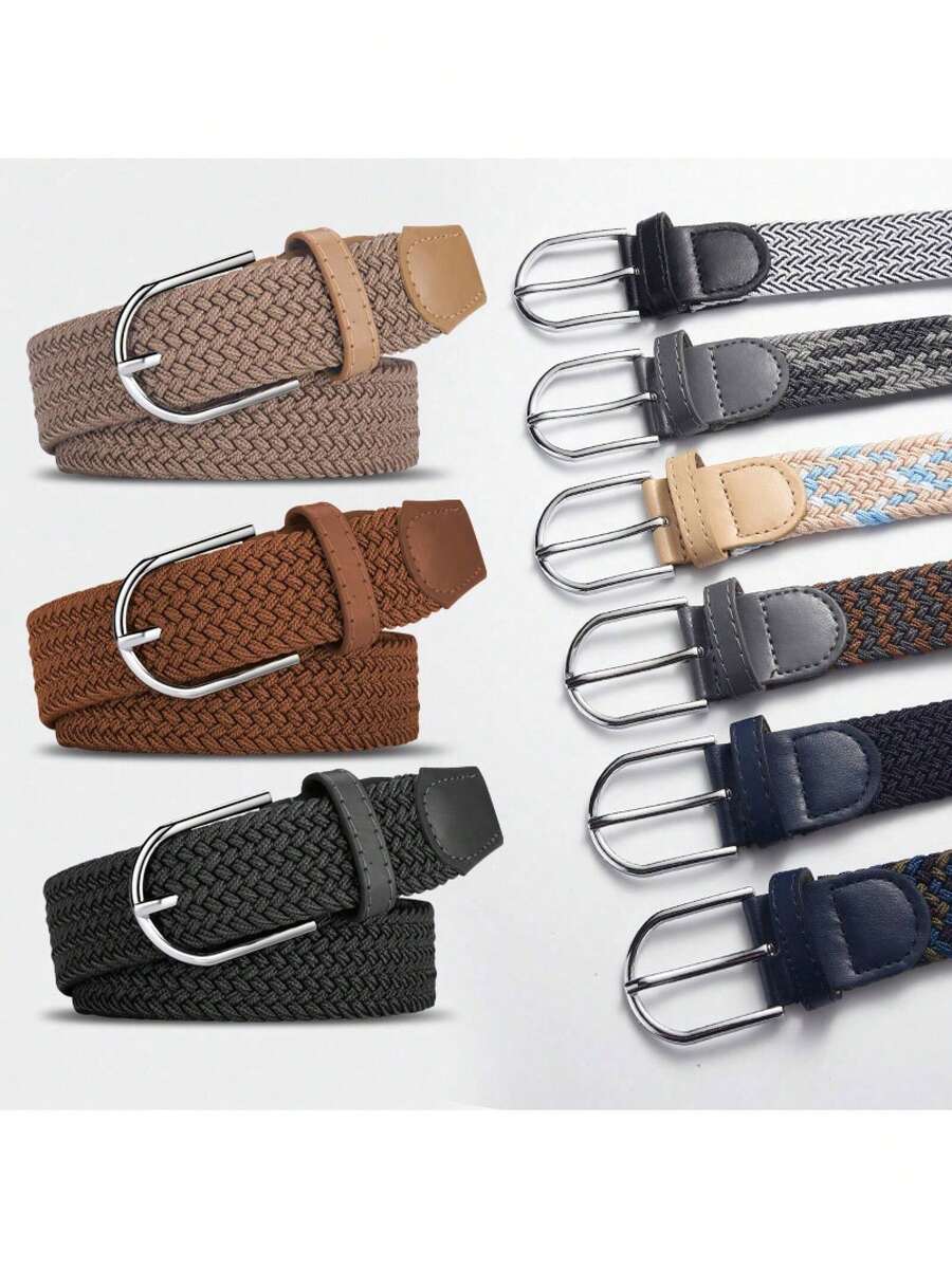 Casual Stretch Braided Web Belts For Mens Women,Stretch Woven Elastic Waistband - Not Tight On The Waist - Same Style For Both Men And Women.Canvas Without Holes, With Needle Fasteners For Casual Pants. - Nâu sẫm - Xem 1