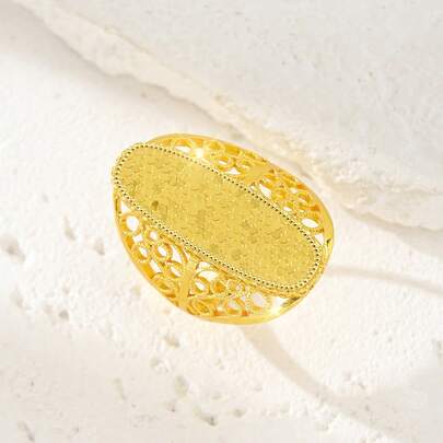 全新精制奢华闪亮金色女士戒指 - 铜镀18K金 - 可调节开口尺寸 - 中东和非洲复古风格 - 极其华丽的戒指