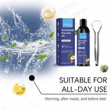 Kit de enjuague bucal con aceite de coco y menta para refrescar el aliento, eliminar la fragancia duradera, combatir las manchas en los dientes, mantener la salud de las encías y cuidar la salud bucal con raspador de lengua. - Mentol de coco - Ver 9