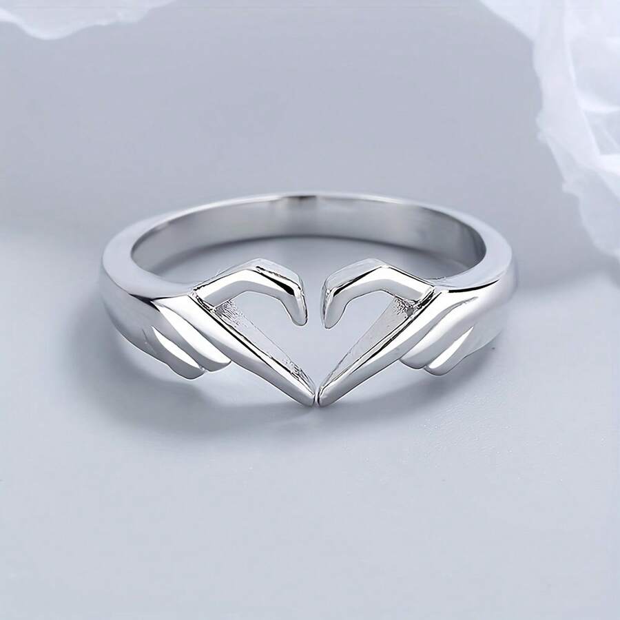 2pcs Creative Versatile Heart Rings - Random Color - 3D Openable Design - Minimalist Alloy Finger Rings - Unique Design Sense High-End Rings - Suitable For Gifting To Mothers And Loved Ones - Mother's Day Jewelry Rings - Multicolor - View 1