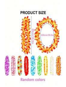 1/5/10pcs Hawaiian Flower Leis Necklace, Tropical Hawaiian Silk Flower Wreath For Party, Birthday, Summer Beach, Wedding, Christmas Gift - View 3