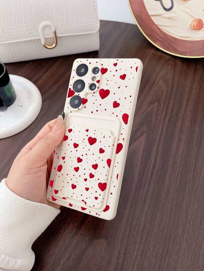 1个白色TPU手机壳，饰有红色爱心和圆点图案；1个红色爱心和圆点图案白色粘性卡套；二合一时尚创意个性化保护手机壳；适合作为生日、节日、周年纪念礼物送给女友/男友、闺蜜、配偶、伴侣、家人、同事、学生、老师。