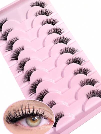 10 Cặp Mi Giả Siêu Ngắn Mini Dễ Thương, Chân Mi Trong Suốt, Đuôi Mi Dài, Cong Tự Nhiên, Có Thể Tái Sử Dụng, Phù Hợp Cho Các Cô Gái Mắt Nhỏ Trang Điểm Hàng Ngày Và Khi Hẹn Hò.