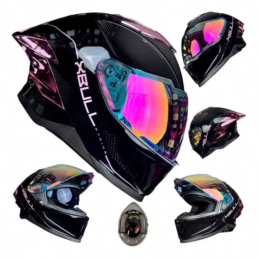 "Casco para Moto Xbull Quantum Mujer – Diseño Negro/Rosa Brillo, Ideal para Dama" - Negro/Rosa1 - Ver 1