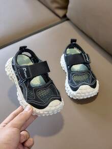 Summer Children's Breathable Net Sandals, Boys' Sports Shoes, Girls' Soft Bottom Beach Shoes - Black - View 3