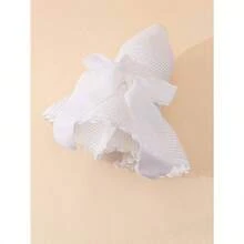 1 Piece Women's White Wavy Edge Bowknot Beach Sun Hat, Elegant Sunscreen Hat For Vacation & Travel, Summer Breathable Large Brim Sun Hat For Seaside Outings, Fashionable All-Match Holiday Casual Hat - 白色 - 查看 3