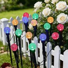 20pcs Solar Powered Garden Crystal Lights, Outdoor Lawn Lamps With 8 Lighting Modes, Auto On At Night & Off In Daytime, Suitable For Summer, Camping, Christmas, Wedding, Party, Path Decor - Colored Lights - View 3