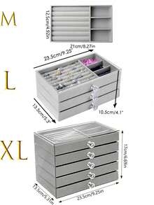 1 pieza Caja de joyas de 5 capas, caja de almacenamiento y exhibición de joyas estilo cajón, organizador de accesorios de joyas de gran capacidad, caja de almacenamiento de joyas multifuncional, bandeja de almacenamiento de joyas apilable de múltiples capas, regalo perfecto para mujeres/entusiastas de las joyas - Joyero de cinco niveles - Ver 3