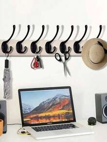 1/3/5/10pcs Black Metal Wall Hooks, Vintage Double Hooks Heavy Duty Door Hooks, Suitable For Hanging Towels, Hats, Keys, Cabinets, Bags, Nail Racks, Key Racks, Floating Shelves, Storage Racks, Suitable For Christmas Decoration, Applicable To Bedroom, Hanging Hooks, Wall-Mounted Racks, Wall Hooks, Key Racks, Wall-Mounted Key Racks, Key Hooks - Black - View 3