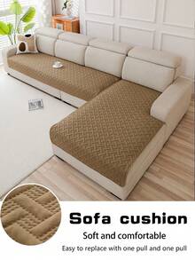 1 vỏ đệm sofa siêu âm, kiểu dáng hiện đại tối giản, họa tiết hình học, bảo vệ bề mặt sofa, sử dụng được quanh năm, đáy chống trượt, có thể giặt máy, phù hợp với sofa 1/2/3/4 chỗ ngồi - Màu Khaki - Xem 6