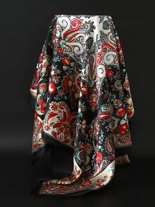 1条女士90*90厘米丝巾，35.4英寸奢华印花真丝围巾，多功能头巾，旅行披肩，时尚方巾 - 彩色 - 查看 9