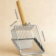 Stainless Steel Perforated Cat Litter Scoop, Metal Two-In-One Cat Litter Scoop, Special Tofu Sand Cat Litter Dedicated Scoop, Convenient Cat Litter Scoop, Cat Feces Scoop, Coarse And Precise Cutouts Dual-Purpose Cat Litter Cleaning Tool, Essential Item For Pet Cats, Pet Cat And Dog Supplies, Multi-Functional Use Tool, Beach Scoop Sand Tool, Shell Collecting And Sand Leakage Removal Tool - Multicolor - View 2