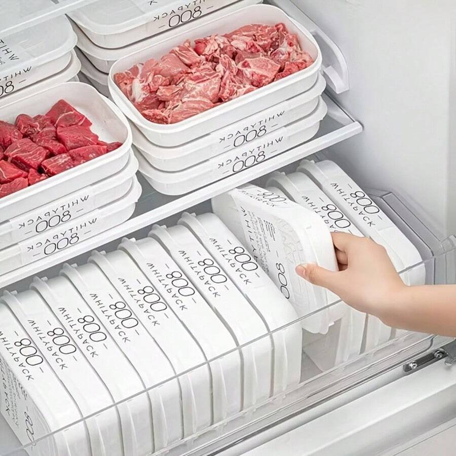 10 piezas Juego de recipientes reutilizables para almacenamiento de alimentos, 5 recipientes + 5 tapas, cajas de almacenamiento para refrigerador, recipientes para congelador con tapas, apilables, cajas de conservación de alimentos, recipientes para congelar carne, cajas para mantener la frescura de las frutas, cajas bento