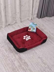 2 pièces Coussin de lit pour animaux de compagnie + Couverture, Convient pour animaux de compagnie de taille moyenne et petite, Tapis de sommeil pour animaux de compagnie, Cadeau pour animaux de compagnie pour les fêtes - Rouge - Voir 9