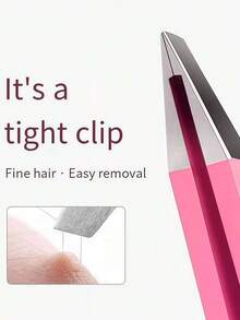 1pc Precision Slanted Tweezers, Stainless Steel Sturdy Handle, Suitable For Eyebrow Trimming, Facial Hair Removal, Debris And Ingrown Hair Removal, Non-Slip Handle, Easy To Remove Fine Hair, Durable Anti-Rust, Suitable For Eyebrow Shaping, Facial Depilation, Daily Skincare, Travel, Hair Salon, Home Beauty, Summer Care, Women's Birthday, Mother's Day, Christmas Gift, Essential Beauty Tool For Makeup Enthusiasts, Pink - Multicolor - View 5