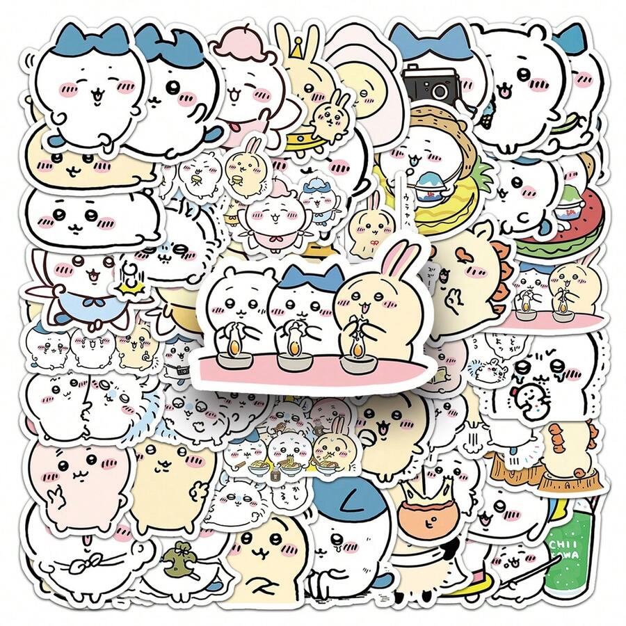 chiikawa 51pcs/Set Graffiti Stickers, Cute Cartoon Phone Decoration Stickers, Ideal For Birthday Party, Girls Love, Phone Case, Water Cup DIY, Notebook Decor, Practical & Affordable - Multicolor - View 1