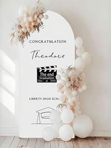 Customizable Graduation Party Arch Decor - Can Personalize With Name, Date Or Text. Suitable For Photo Booth, Family Gathering And Graduation Party; Great For Soon-To-Graduate Or Graduated Students. Can Serve As Holiday Background And Photo Prop For Graduation Celebration, Also Suitable For Home And Room Decor. - Multicolor 01 - View 7