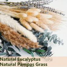 96PCS Green Pampas Grass Boho Bouquet – Exquisite Lavender And Eucalyptus Dried Flower Arrangements For Western Boho Decor – Rustic Flowers For Your Bohemian Home, Bedroom, And Wedding Table Décor - Multicolor - View 4