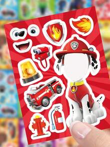 Paw Patrol 汪汪队立大功 8 张表情贴纸 汪汪队立大功 儿童动漫卡通亲子互动教育拼图剪贴簿 DIY 贴纸 - 彩色 - 查看 5