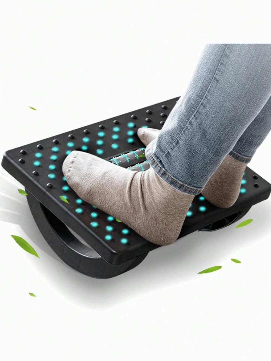 1pc Ergonomic Rocking Foot Pedal - With Massage Rollers, Relieves Office Fatigue, Non-Slip Rocking Foot Pedal, Suitable For Office, Study Or Living Room - Grey/White/Black - Improves Posture, Durable PP Material, Foot Massage Tool | Massage Foot Pad | Manual Massage Roller