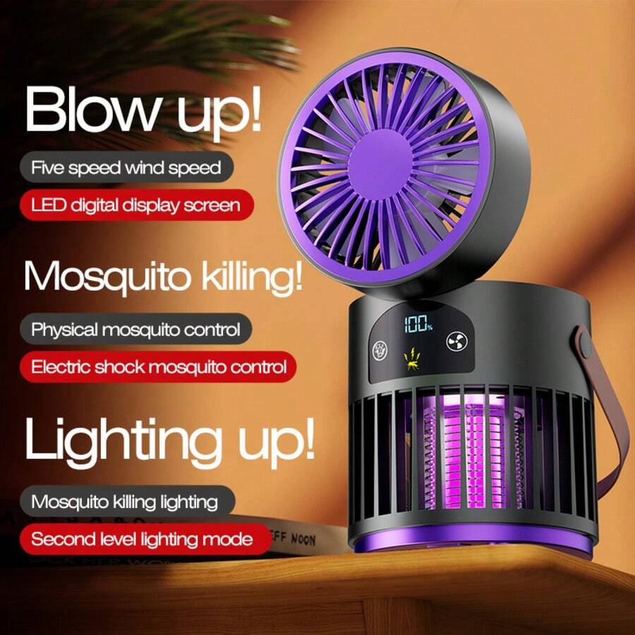 Multi-Function Camping Light, Mosquito Repellent Light, Mini Fan, Night Light, Electric Mosquito Killer, Outdoor Lighting, Atmosphere Lamp, Mosquito Trap - Multicolor - View 1