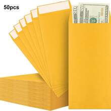 50pcs Cash Envelopes - 3.2x6.6 Inch Brown Kraft Paper Envelopes, Designed For Cash Management, Budgeting, Coin Storage, Checks, Gift Cards And Tickets - Multiple Styles - View 9