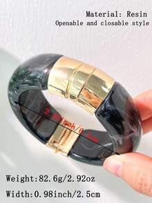 1 pieza Brazalete de estilo barroco retro con incrustaciones de rhinestone exagerado, brazalete de textura de madera abierto con decoración de remaches de estrella de varios elementos - Multicolor C - Ver 6