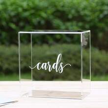 1 pieza Caja portadora de tarjetas de acrílico transparente - Diseño claro y elegante adecuado para bodas, fiestas de cumpleaños, graduaciones y otras ocasiones especiales; Caja de tarjetas rectangular impermeable y duradera, libro de visitas de boda | Caja de acrílico moderna - 1PC - Ver 4