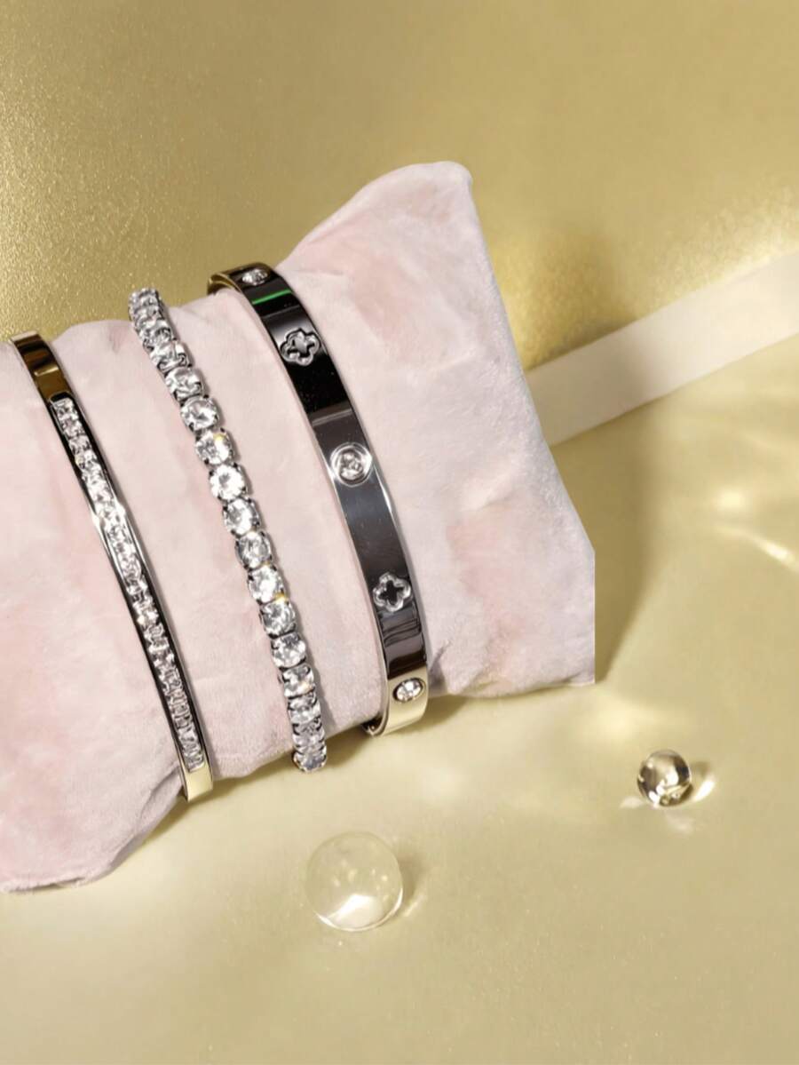 1/3pcs Set Stainless Steel 18K Gold Plated Four-Leaf Clover Clasp ...