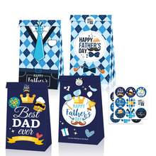4PCS Father's Day Paper Gift Bags ,With Stickers, Dad Themed Goodie Bags, Bags For Father's Day Birthday Party Favor Gift Wrapping Supplies - LB288 - View 1